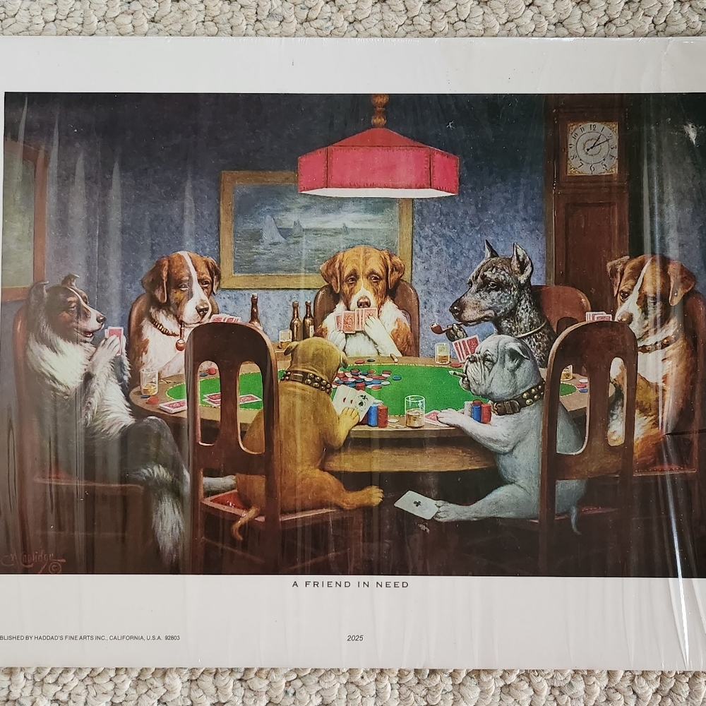 A Friend In Need Dogs Plaing Poker